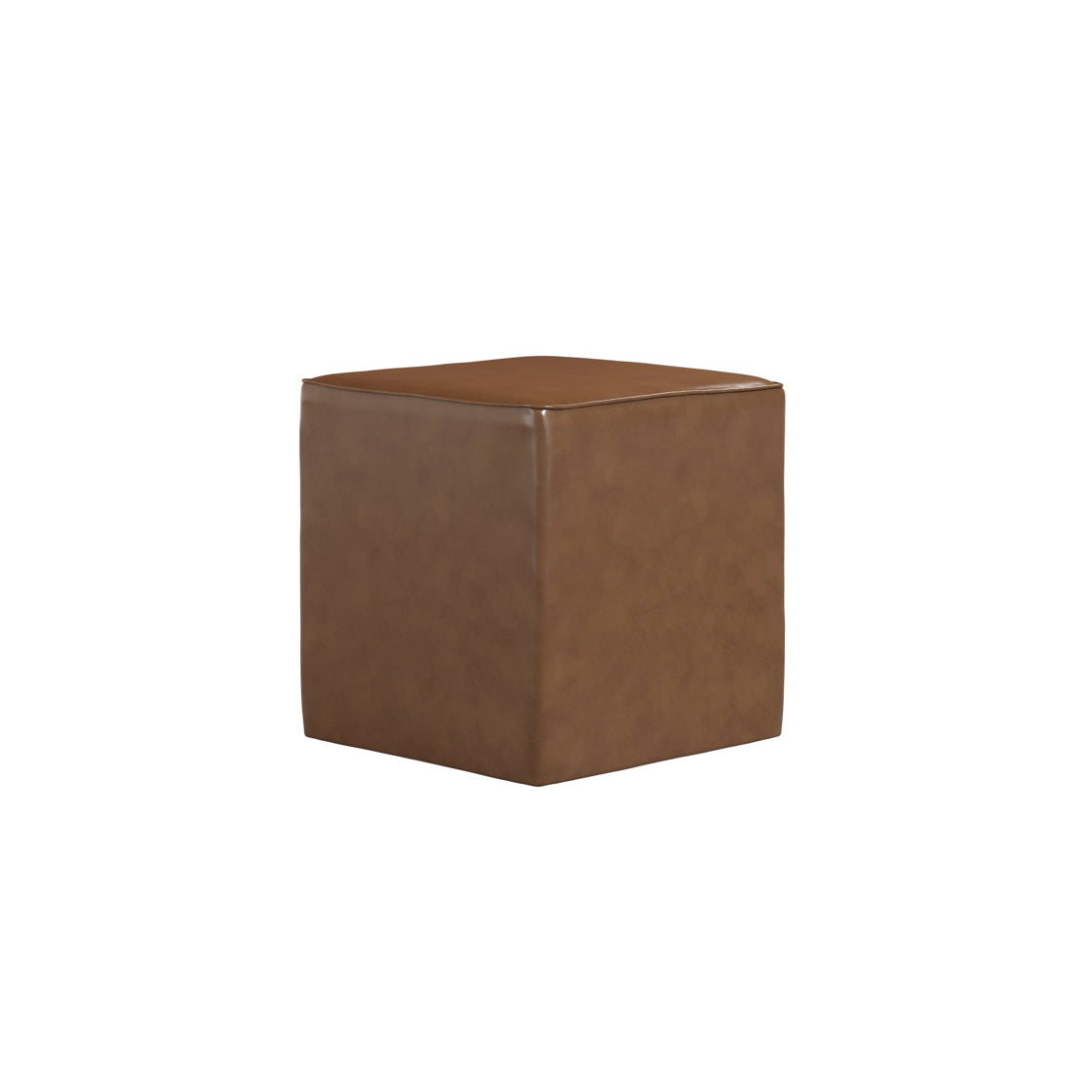 Bronx Tan Brown Faux Leather Cube Side Table